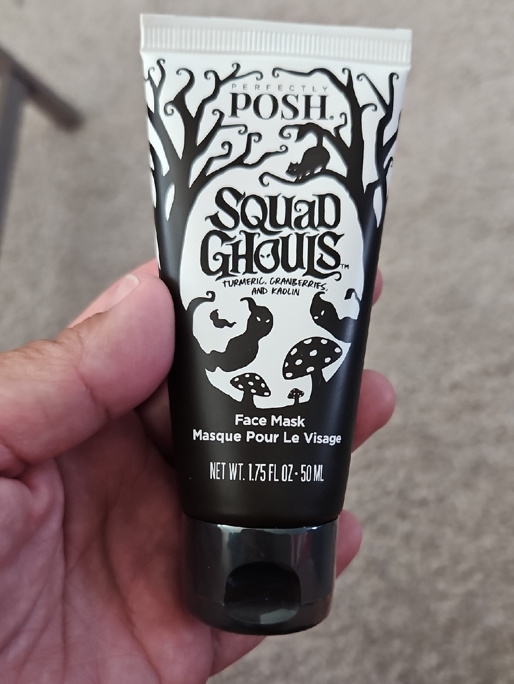 Perfectly Posh Squad Ghouls Face Mask - Black & White Packaging